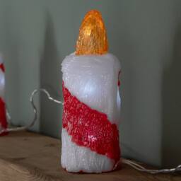 Samuel Alexander 15cm Set of 5 Christmas Candle Ornaments with 30 Cool White LEDs in Red - thumbnail 3