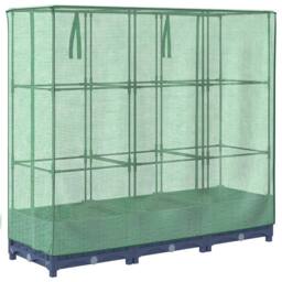 Berkfield Home Raised Bed with Greenhouse Cover Rattan Look 120x40x123 cm in Dark Navy - Size: 120 x 40 x 123 cm - thumbnail 6
