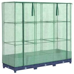 Berkfield Home Raised Bed with Greenhouse Cover Rattan Look 120x40x123 cm in Dark Navy - Size: 120 x 40 x 123 cm - thumbnail 3