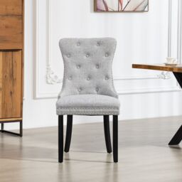 Artemis Home Rivara Fabric Dining Chairs - Set of 2 in Light Grey - Size: 2 Pack - thumbnail 1