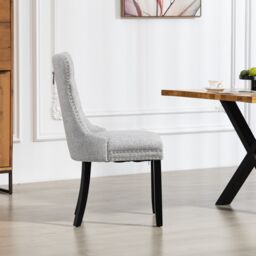 Artemis Home Rivara Fabric Dining Chairs - Set of 2 in Light Grey - Size: 2 Pack - thumbnail 3