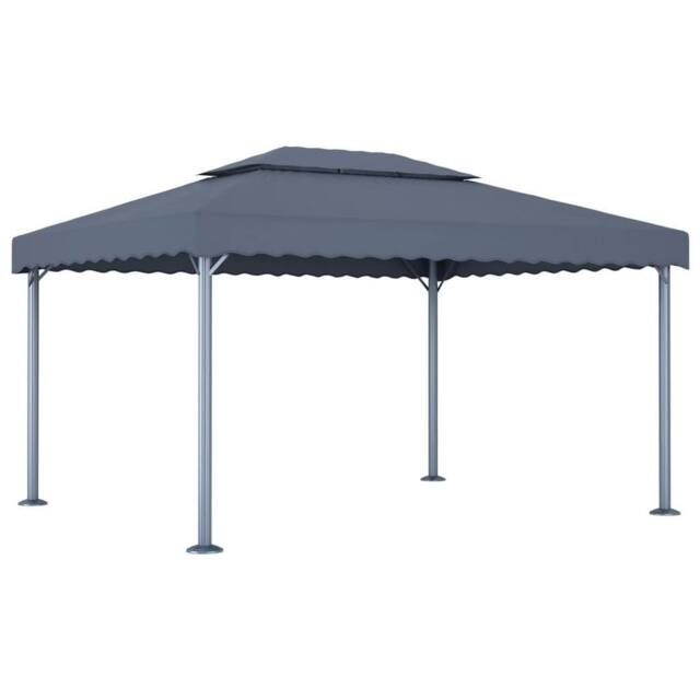 Berkfield Home Gazebo with LED String Lights 400x300 cm Anthracite Aluminium in Dark Grey - image 1