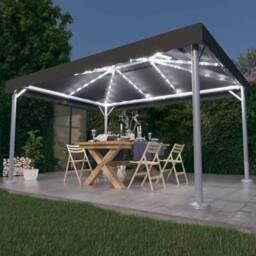 Berkfield Home Gazebo with LED String Lights 400x300 cm Anthracite Aluminium in Dark Grey - thumbnail 2