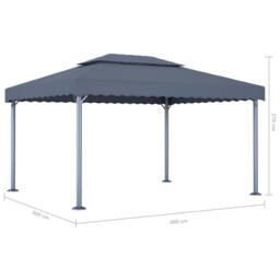 Berkfield Home Gazebo with LED String Lights 400x300 cm Anthracite Aluminium in Dark Grey - thumbnail 9