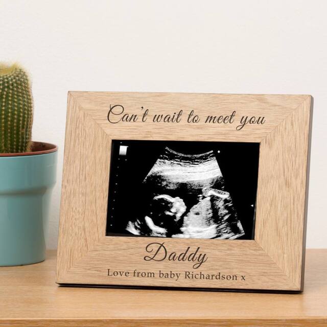 Uniqueful Personalised Baby Scan Wood Picture Frame 7x5 Dad Silver Finish in Brown - image 1