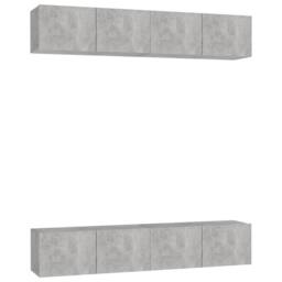 Berkfield Home TV Cabinets 4 pcs Concrete Grey 80x30x30 cm Engineered Wood - Size: 80 x 30 x 30 cm - thumbnail 1