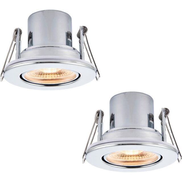 Loops 2 PACK Recessed Tiltable Ceiling Downlight - 8.5W Warm White LED Chrome Plate - image 1