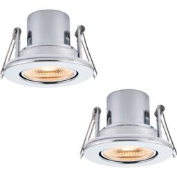 Loops 2 PACK Recessed Tiltable Ceiling Downlight - 8.5W Warm White LED Chrome Plate - thumbnail 1
