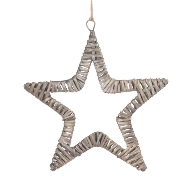 Red Hamper Wicker Flat Antique Wash Star in Grey - image 1