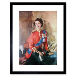"Artery8 Painting Queen Elizabeth II England Home Decor 12x16"" Framed Art Print in Red - Size: W12"" x H16""" - thumbnail 1