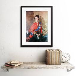 "Artery8 Painting Queen Elizabeth II England Home Decor 12x16"" Framed Art Print in Red - Size: W12"" x H16""" - thumbnail 2