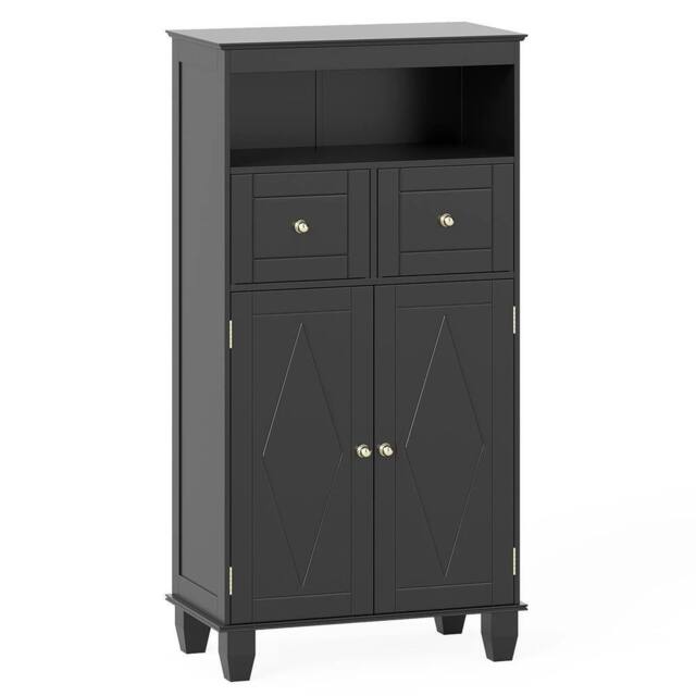 VOGREX Black Wide Bathroom Cabinet 2 Doors 2 Drawers Adjustable Shelves - image 1