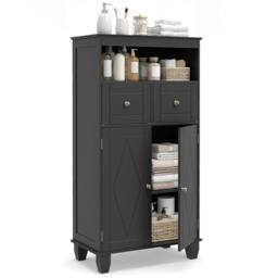 VOGREX Black Wide Bathroom Cabinet 2 Doors 2 Drawers Adjustable Shelves - thumbnail 4