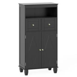 VOGREX Black Wide Bathroom Cabinet 2 Doors 2 Drawers Adjustable Shelves - thumbnail 1