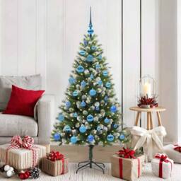 Berkfield Home Lush Artificial Hinged Christmas Tree with Flocked Snow 150 cm in Green - thumbnail 2