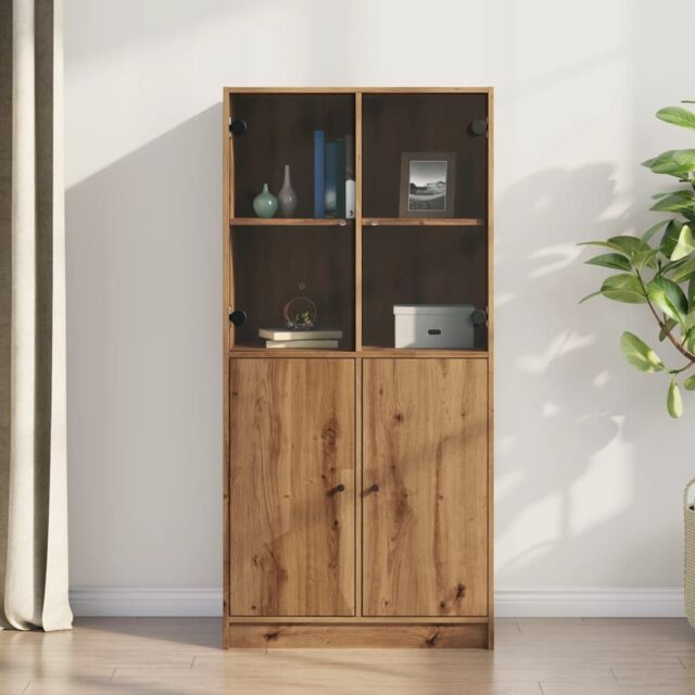 Berkfield Home Highboard with Doors Artisian Oak 68x37x142 cm Engineered Wood in Brown - Size: 68 x 37 x 142 cm - image 1