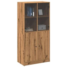 Berkfield Home Highboard with Doors Artisian Oak 68x37x142 cm Engineered Wood in Brown - Size: 68 x 37 x 142 cm - thumbnail 3