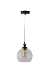 ValueLights Sheridan Industrial Glass Bowl Gold Trim Black Ceiling Pendant Light - thumbnail 7