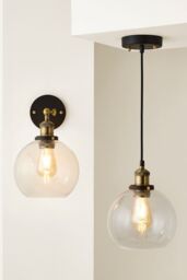 ValueLights Sheridan Industrial Glass Bowl Gold Trim Black Ceiling Pendant Light - thumbnail 6