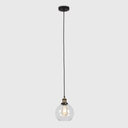 ValueLights Sheridan Industrial Glass Bowl Gold Trim Black Ceiling Pendant Light - thumbnail 1