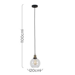 ValueLights Sheridan Industrial Glass Bowl Gold Trim Black Ceiling Pendant Light - thumbnail 5