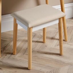 Home Source Dressing Table 2 Drawer Vanity Set Mirror Makeup Desk Padded Stool in White - thumbnail 7