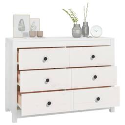 Berkfield Home Side Cabinet White 100x40x72 cm Solid Wood Pine - Size: 100 x 40 x 72 cm - thumbnail 7