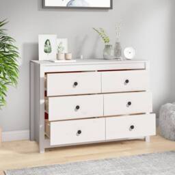 Berkfield Home Side Cabinet White 100x40x72 cm Solid Wood Pine - Size: 100 x 40 x 72 cm - thumbnail 6