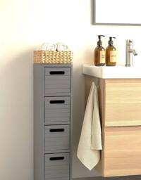 SPOT ON DEALZ Grey Bathroom Storage Cabinet 4 Drawer Freestanding Cupboard Unit - thumbnail 5