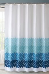 Neel Blue Leaves Design Polyester Shower Curtain, Water-Resistant Bathroom Curtain With 12 Hooks - 180x200cm - Size: 180 cm width x 200 cm drop - thumbnail 6