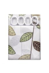 Neel Blue Leaves Design Polyester Shower Curtain, Water-Resistant Bathroom Curtain With 12 Hooks - 180x200cm - Size: 180 cm width x 200 cm drop - thumbnail 5
