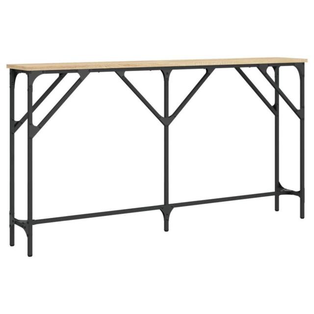 Berkfield Home Console Table Sonoma Oak 140x23x75 cm Engineered Wood in Light Oak - Size: 140 x 23 x 75 cm - image 1
