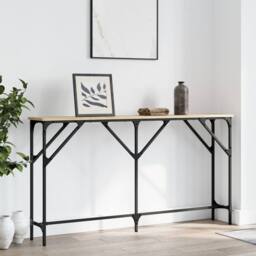Berkfield Home Console Table Sonoma Oak 140x23x75 cm Engineered Wood in Light Oak - Size: 140 x 23 x 75 cm - thumbnail 2