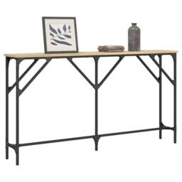 Berkfield Home Console Table Sonoma Oak 140x23x75 cm Engineered Wood in Light Oak - Size: 140 x 23 x 75 cm - thumbnail 3