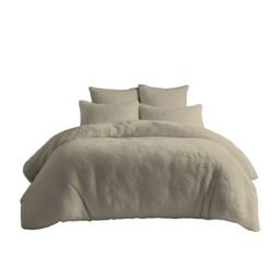 Snug City Teddy Bear Fleece Soft Cosy Duvet Cover + Pillow Case Set in Beige - Size: Double - thumbnail 2