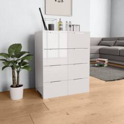 Berkfield Home Sideboard High Gloss White 60x35x80 cm Engineered Wood - Size: 60 x 35 x 80 cm - thumbnail 2
