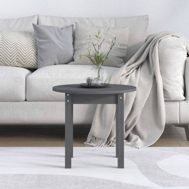 Berkfield Home Beautiful Coffee Table Grey Ø 45x40 cm Solid Wood Pine - image 1