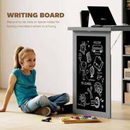 STILVORA Folding Convertible Desk with Blackboard & Shelves in Grey - thumbnail 8
