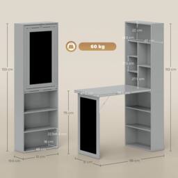 STILVORA Folding Convertible Desk with Blackboard & Shelves in Grey - thumbnail 4