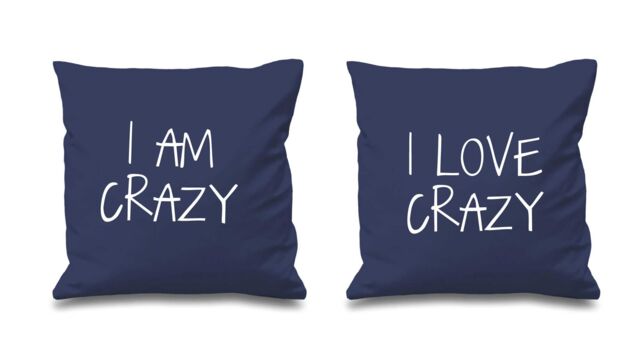 60 SECOND MAKEOVER I Am Crazy I Love Crazy Cushion Covers in Navy - Size: 40 cm x 40 cm