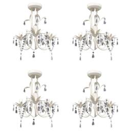 Berkfield Home Stunning Crystal Pendant Ceiling Lamp Chandeliers 4 pcs Elegant White - thumbnail 2