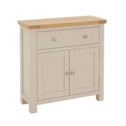 FORGEVIO Compact Small Sideboard Grey Painted Oak Cabinet Furniture in Light Grey - Size: 0.6m2