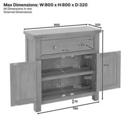 FORGEVIO Compact Small Sideboard Grey Painted Oak Cabinet Furniture in Light Grey - Size: 0.6m2 - thumbnail 2