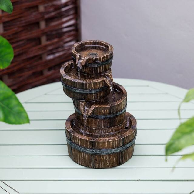 Primrose Darnick Barrel Cascading Table Top Water Feature in Brown - image 1