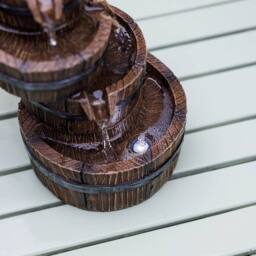 Primrose Darnick Barrel Cascading Table Top Water Feature in Brown - thumbnail 2