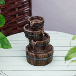 Primrose Darnick Barrel Cascading Table Top Water Feature in Brown - thumbnail 1
