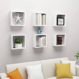 Berkfield Home Wall Cube Shelves 6 pcs White 30x15x30 cm - Size: 30 x 15 x 30 cm - thumbnail 2