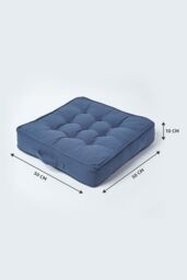 Homescapes Cotton Armchair Booster Cushion in Navy - Size: 50 cm x 50 cm - thumbnail 5