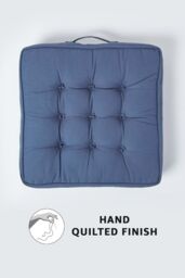 Homescapes Cotton Armchair Booster Cushion in Navy - Size: 50 cm x 50 cm - thumbnail 3