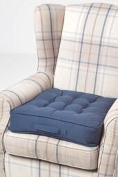 Homescapes Cotton Armchair Booster Cushion in Navy - Size: 50 cm x 50 cm - thumbnail 1